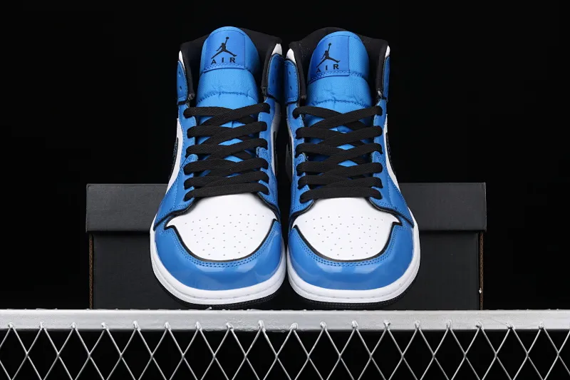 All categories Air Jordan Jordan series basketball shoes Air Jordan 1 Mid G version pure original Air Jordan 1 Mid AJ1 Joe 1 patent leather white and blue two-dimensional small lightning Chinese basketball shoes DD6834-402
